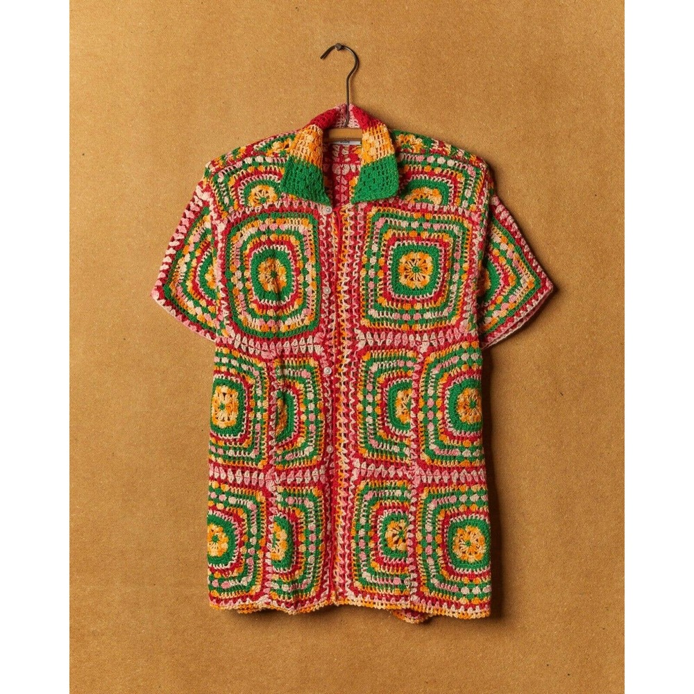 BODE MANCHESTER CROCHET SHORT SLEEVE SHIRT
